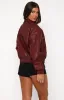 Might Cause Trouble PU Bomber Jacket Burgundy sold by White Fox Boutique