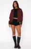 Might Cause Trouble PU Bomber Jacket Burgundy sold by White Fox Boutique