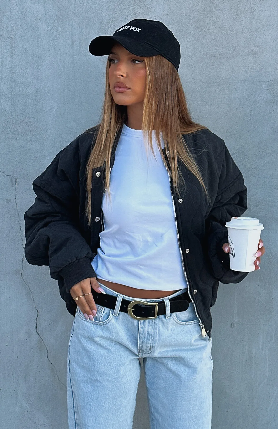 Soft Love Bomber Jacket Black sold by White Fox Boutique