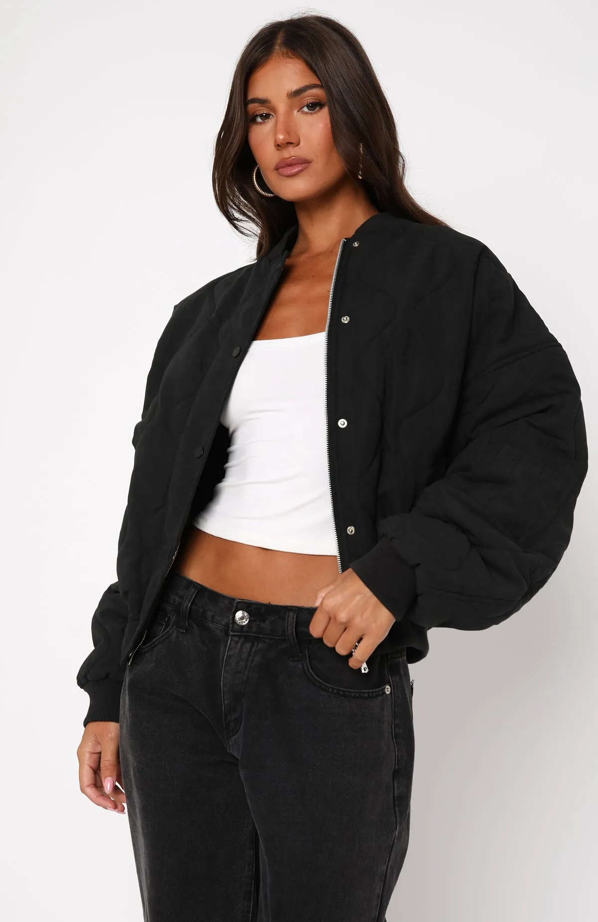 Soft Love Bomber Jacket Black sold by White Fox Boutique product image thumbnail 4