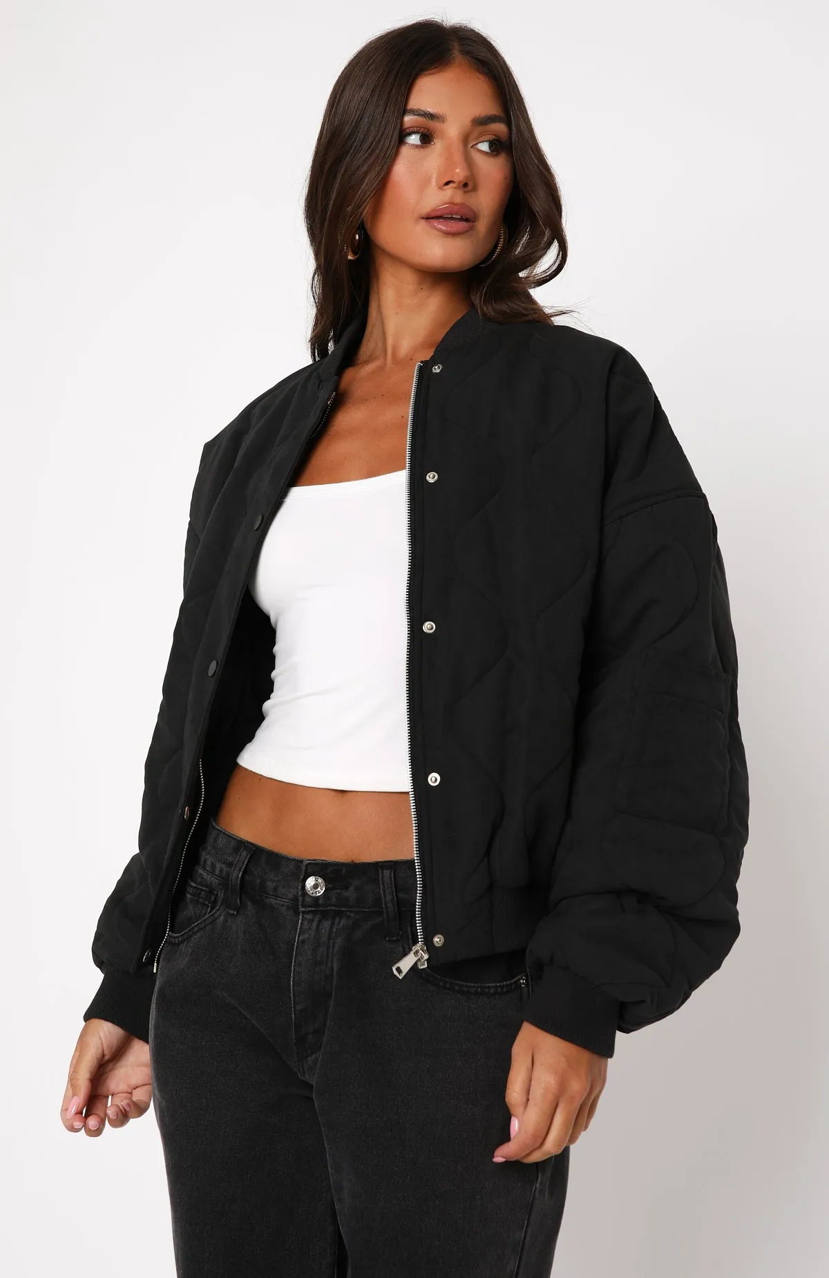 Soft Love Bomber Jacket Black sold by White Fox Boutique product image thumbnail 3