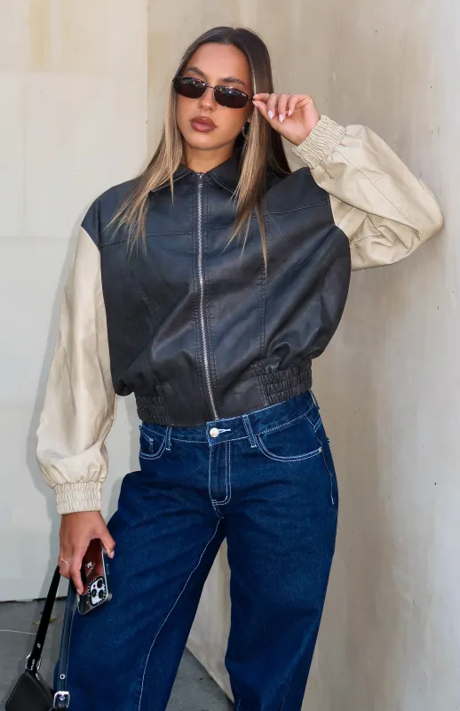 Like A Pro PU Jacket Black/Beige sold by White Fox Boutique