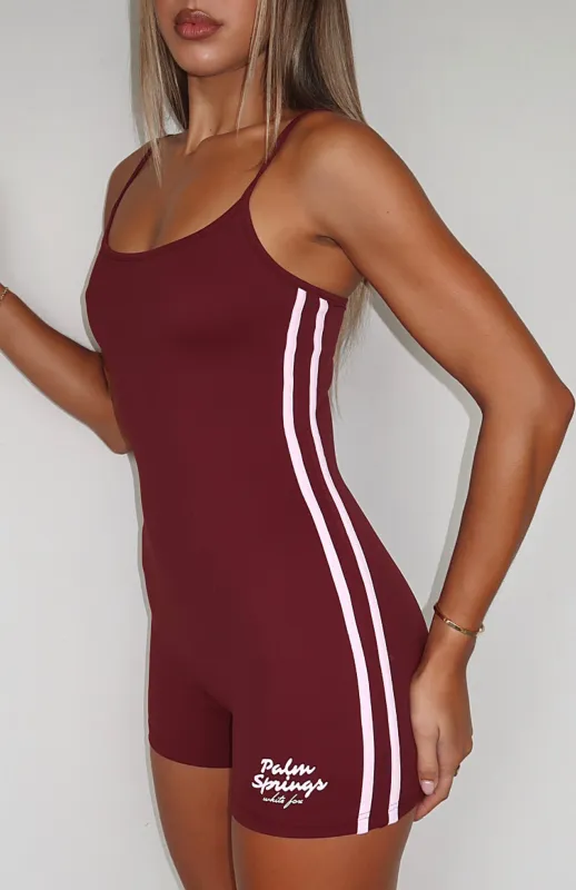 Palm Springs Edition Playsuit Burgundy sold by White Fox Boutique