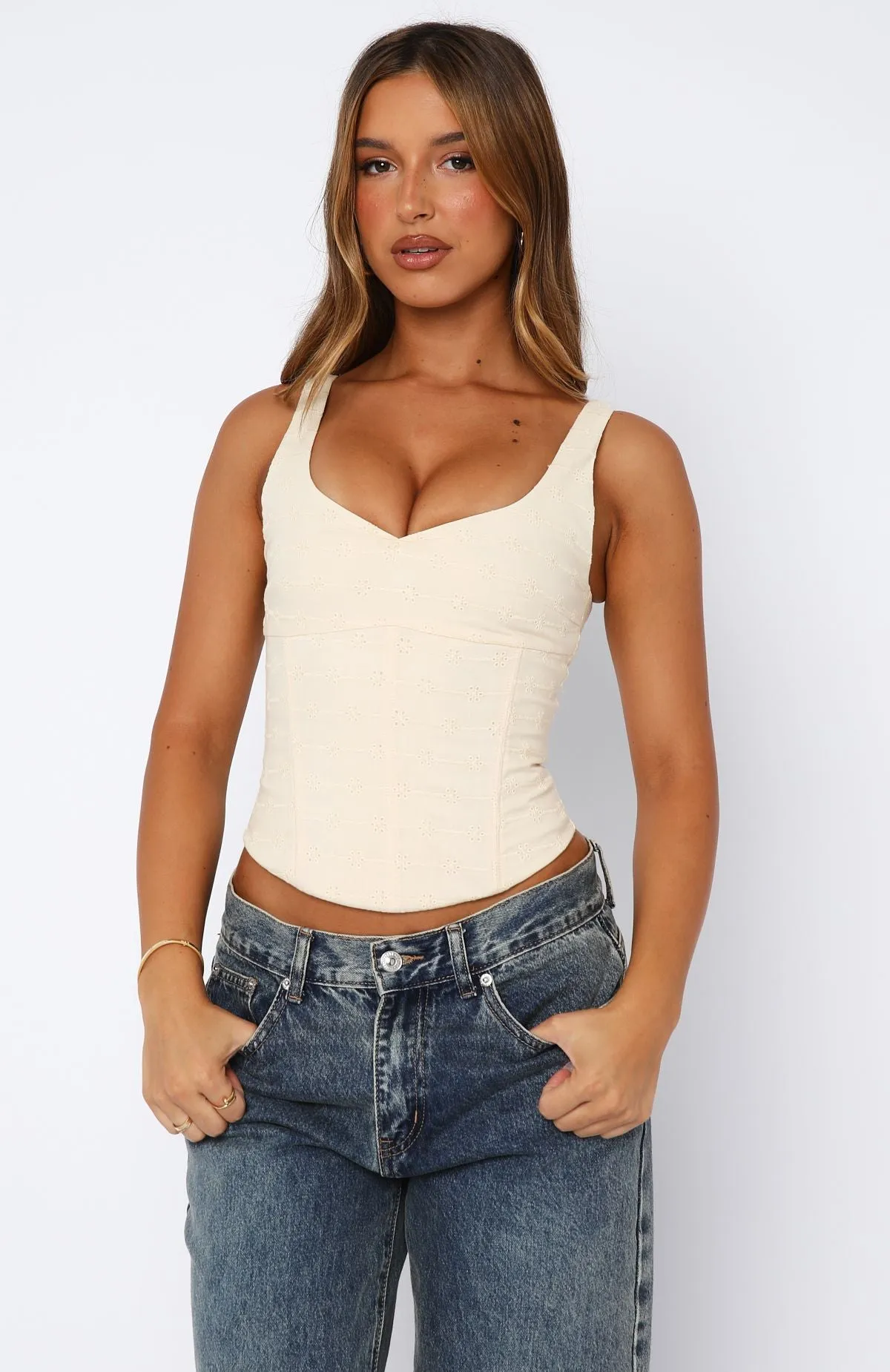 Staring At You Bustier Cream sold by White Fox Boutique product image thumbnail 2