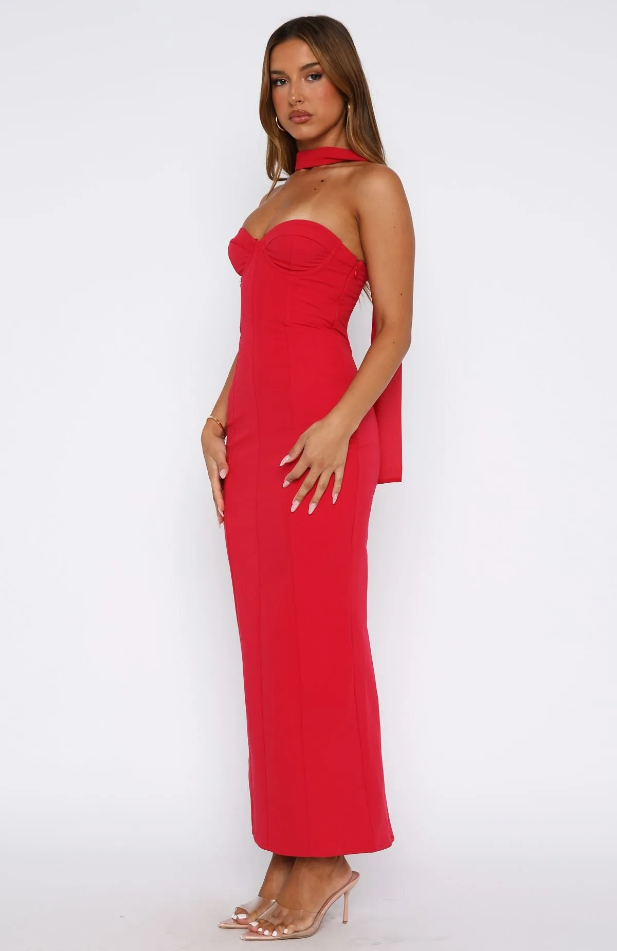 Raining Hearts Strapless Maxi Dress Red sold by White Fox Boutique product image thumbnail 3