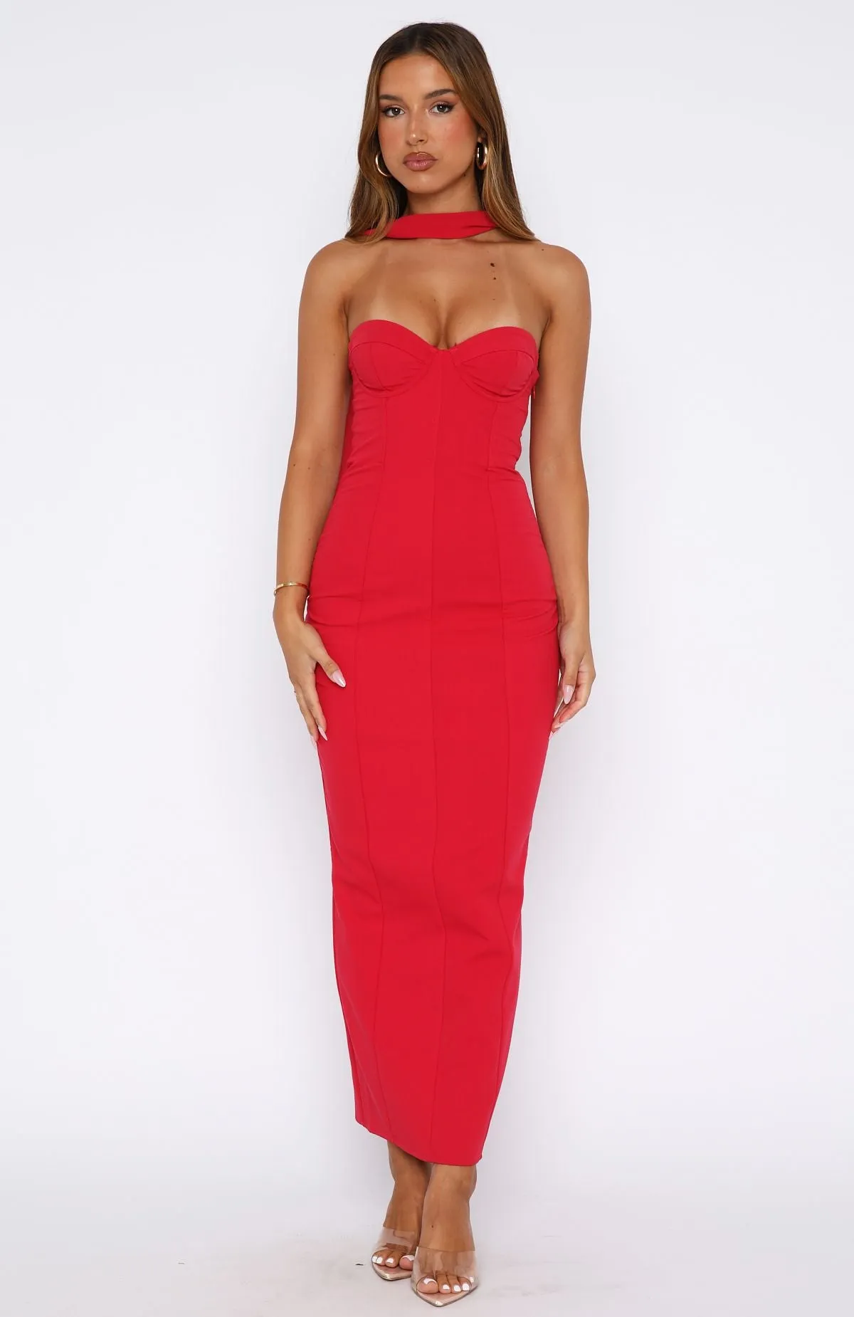 Raining Hearts Strapless Maxi Dress Red sold by White Fox Boutique product image thumbnail 2