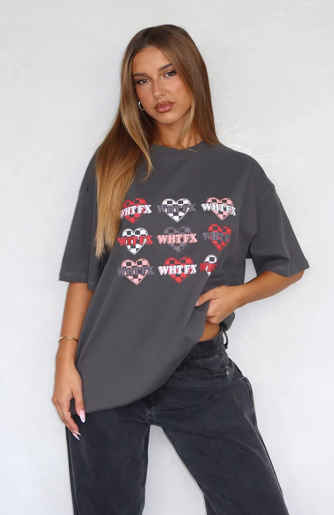 She's Too Nice Oversized Tee Charcoal sold by White Fox Boutique product image thumbnail 5