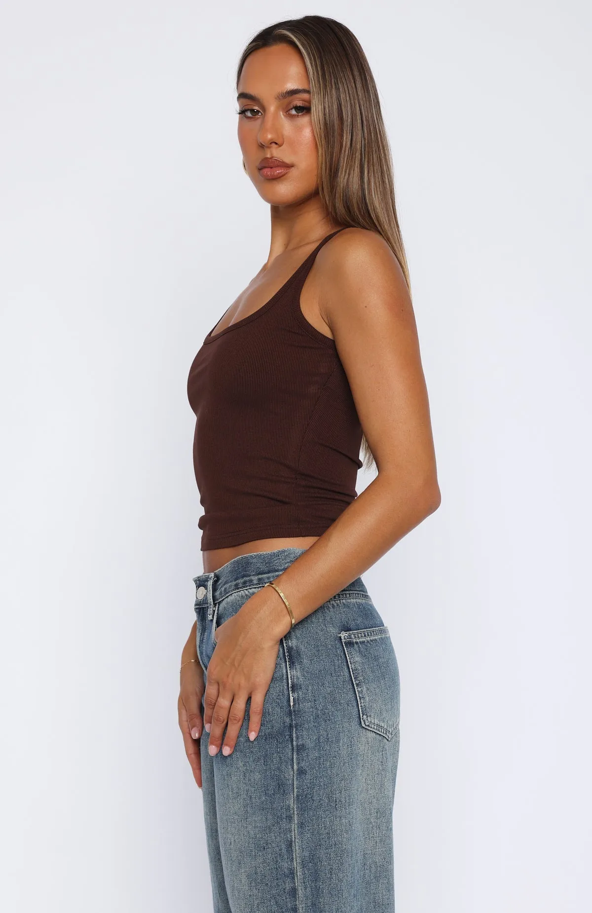 Filled With Life Ribbed Tank Chocolate sold by White Fox Boutique product image thumbnail 3