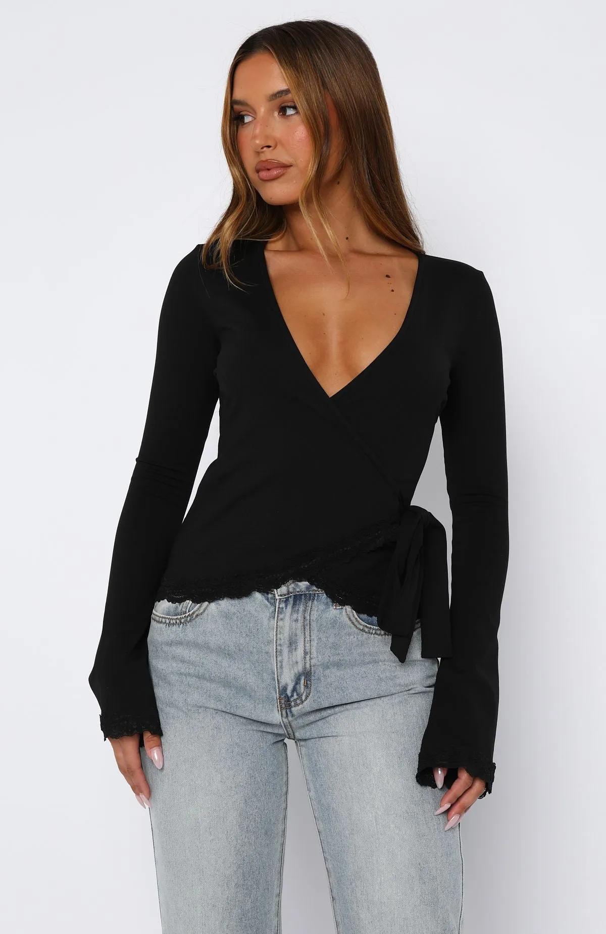 Cater To You Long Sleeve Top Black sold by White Fox Boutique product image thumbnail 2