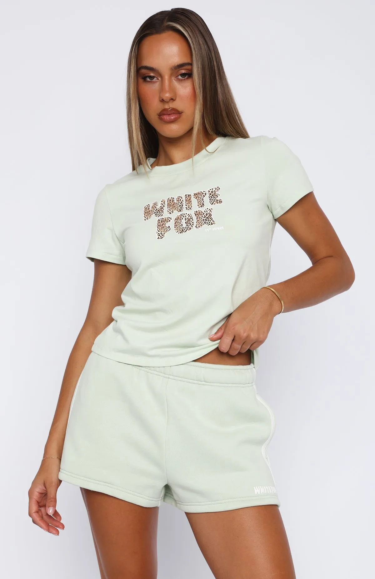 11th Street Out & About Lounge Shorts Iced Matcha sold by White Fox Boutique product image thumbnail 2