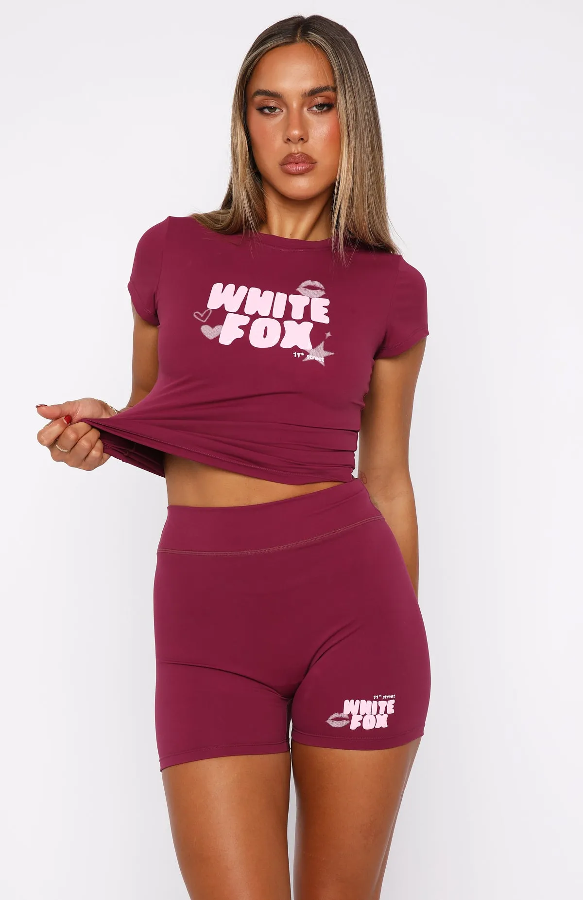 11th Street Sweet Kisses Bike Shorts Very Berry sold by White Fox Boutique product image thumbnail 2