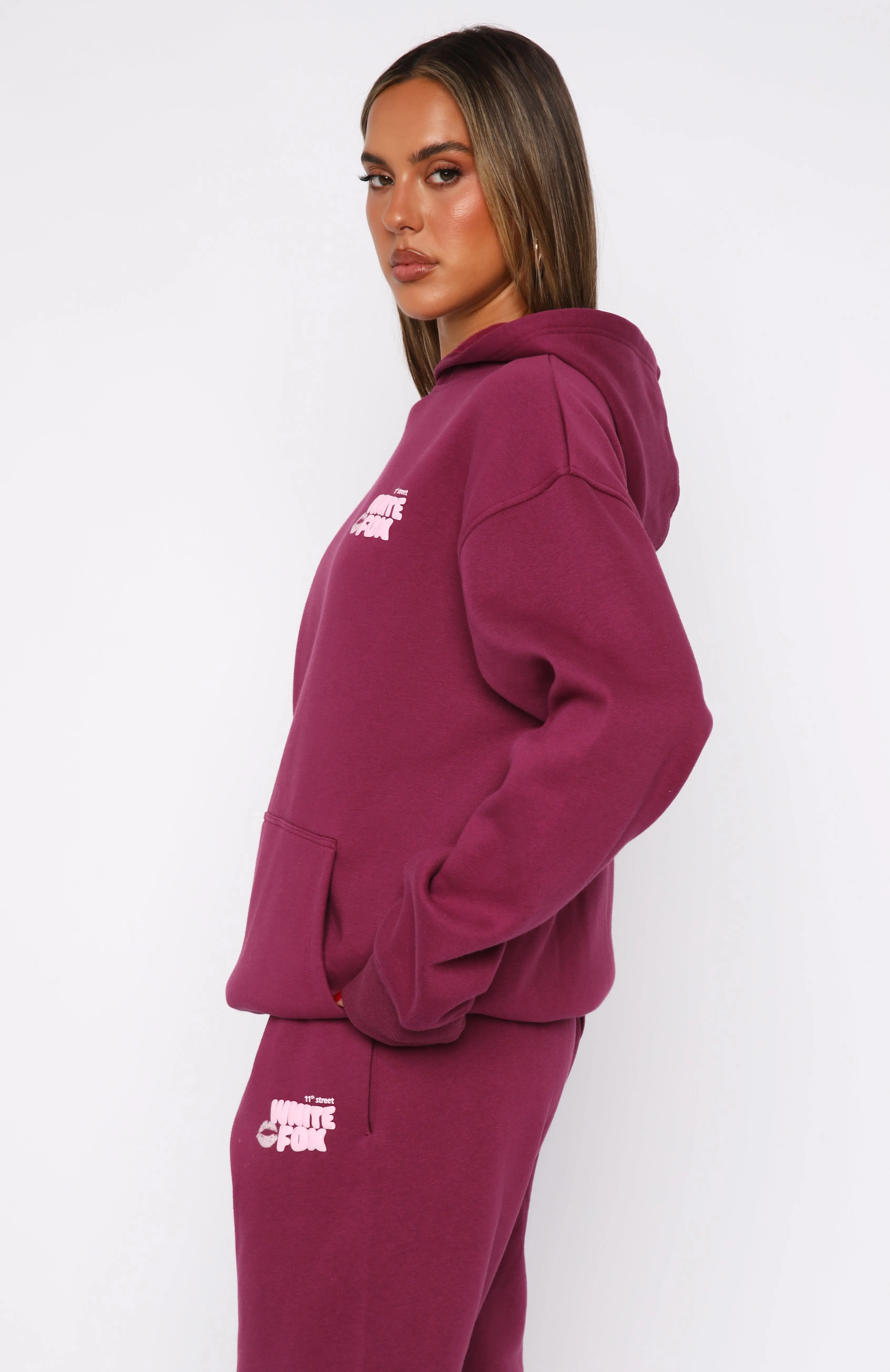 11th Street Sweet Kisses Oversized Hoodie Very Berry sold by White Fox Boutique product image thumbnail 3