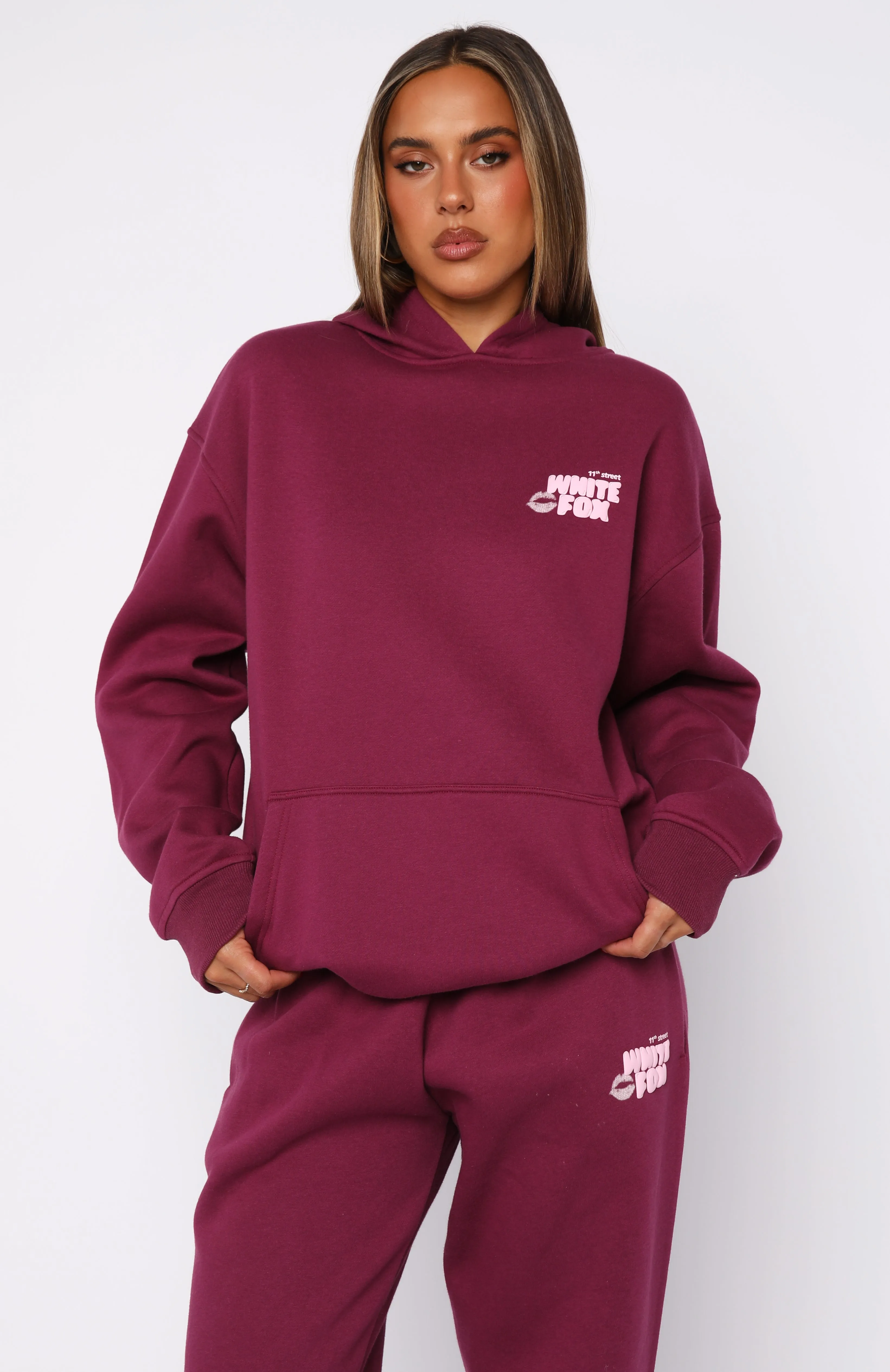 11th Street Sweet Kisses Oversized Hoodie Very Berry sold by White Fox Boutique product image thumbnail 2