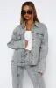 Zoe Oversized Denim Jacket Light Blue Acid sold by White Fox Boutique