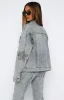 Zoe Oversized Denim Jacket Light Blue Acid sold by White Fox Boutique