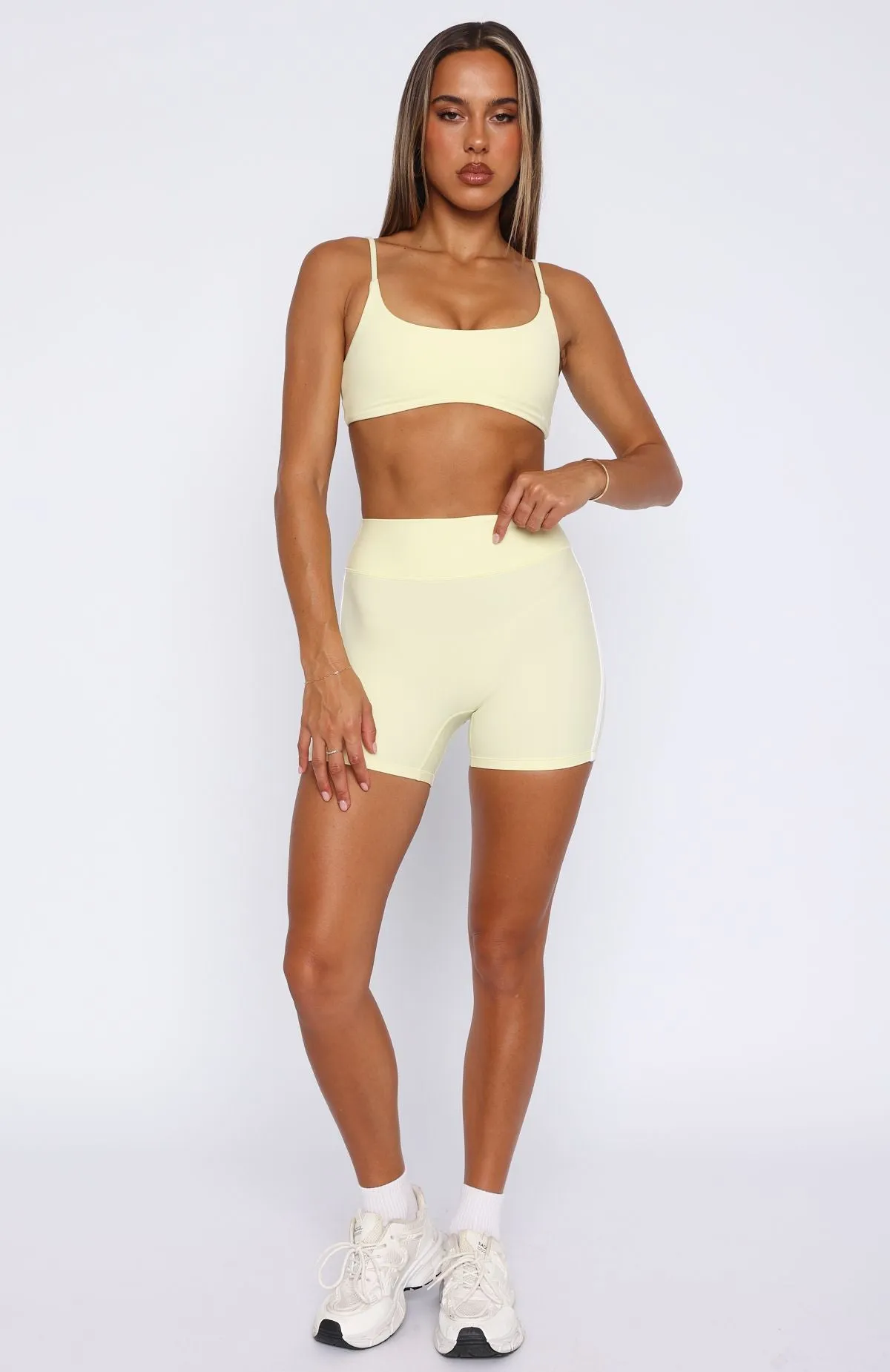 Go Faster High Waisted Shorts Lemon/White sold by White Fox Boutique product image thumbnail 5