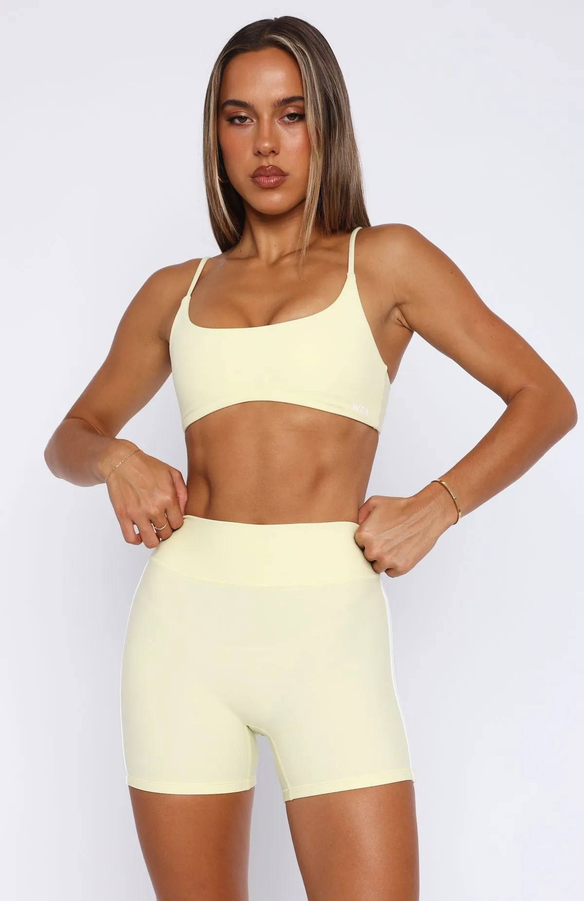 Go Faster High Waisted Shorts Lemon/White sold by White Fox Boutique product image thumbnail 2