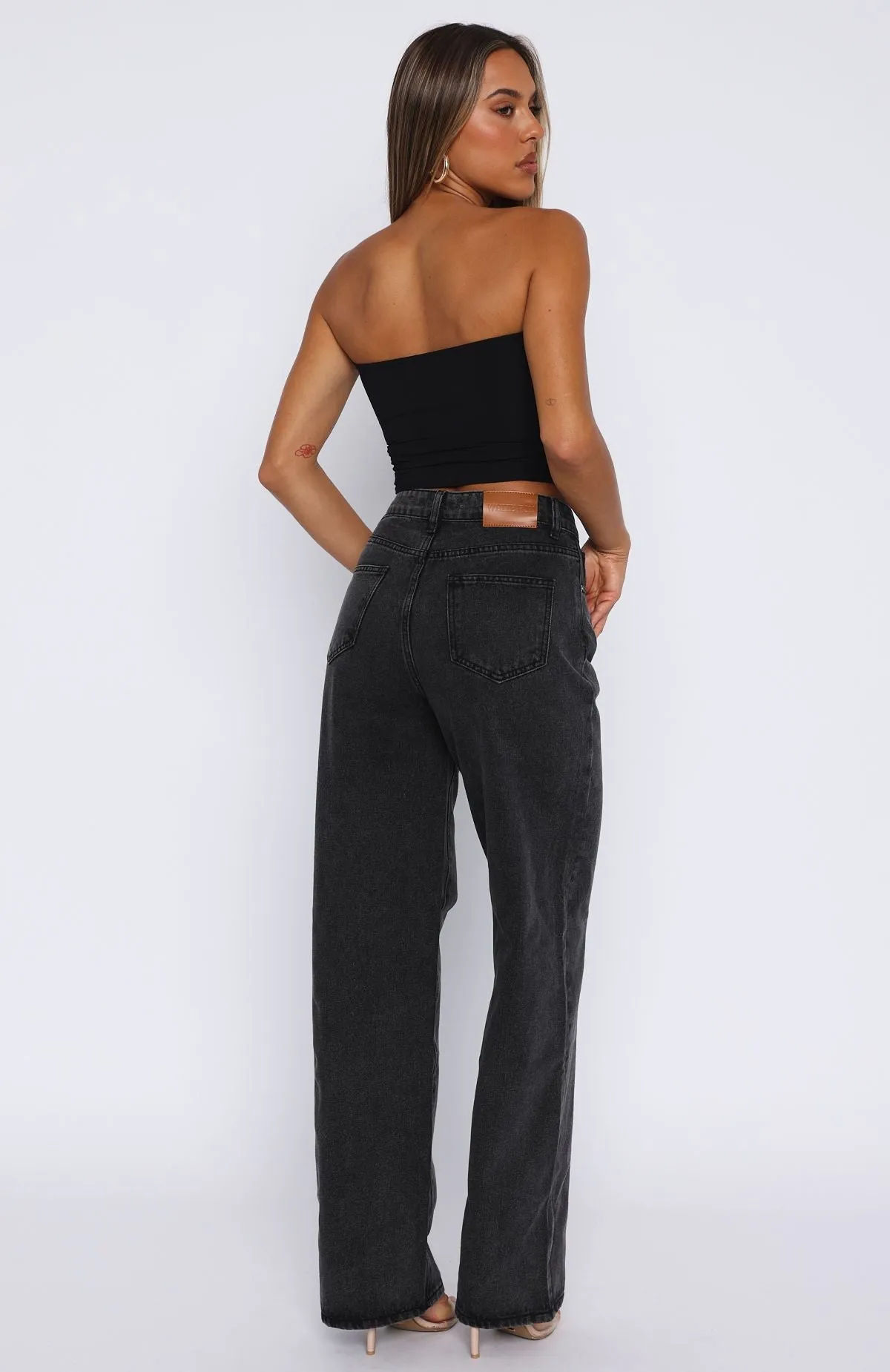 Bring The Style High Rise Wide Leg Jeans Black Acid sold by White Fox Boutique product image thumbnail 4
