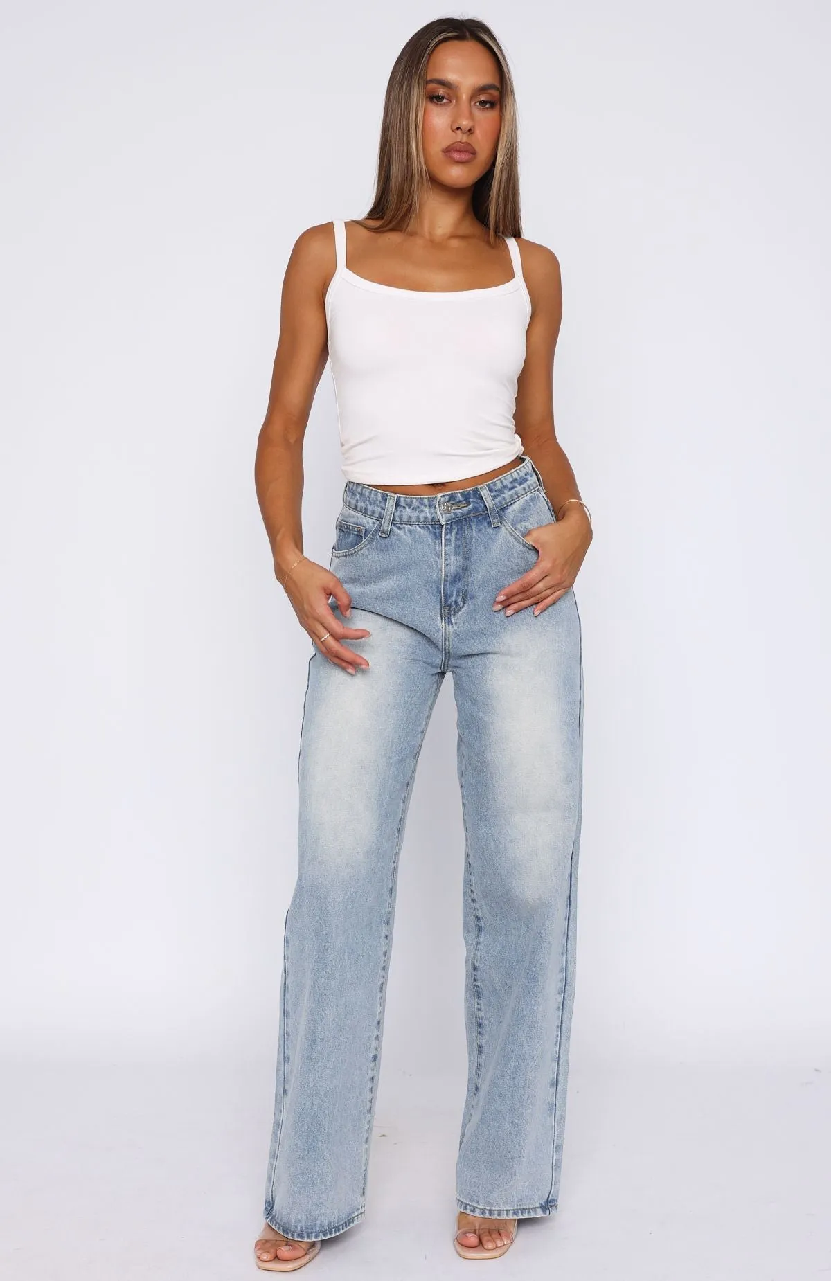 Bring The Style High Rise Wide Leg Jeans Light Blue sold by White Fox Boutique product image thumbnail 2