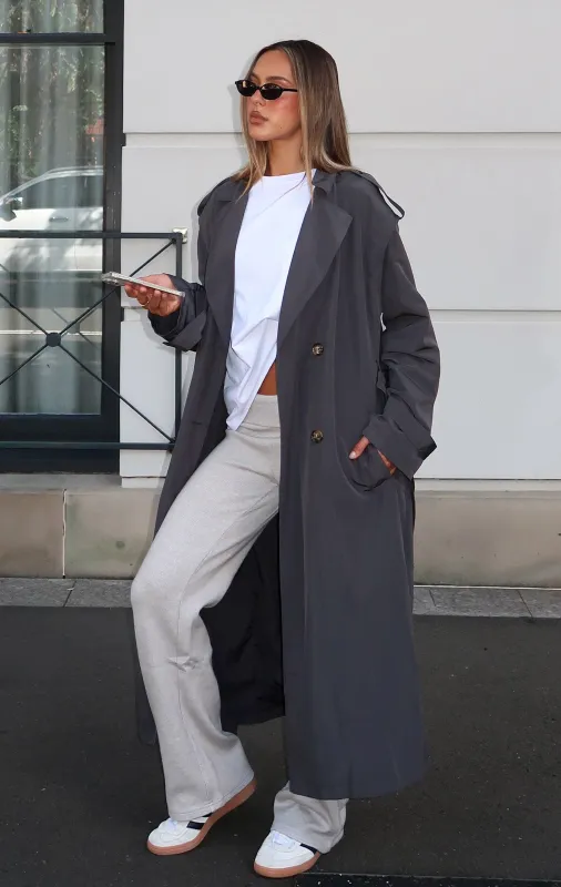 Working Overtime Trench Steel sold by White Fox Boutique