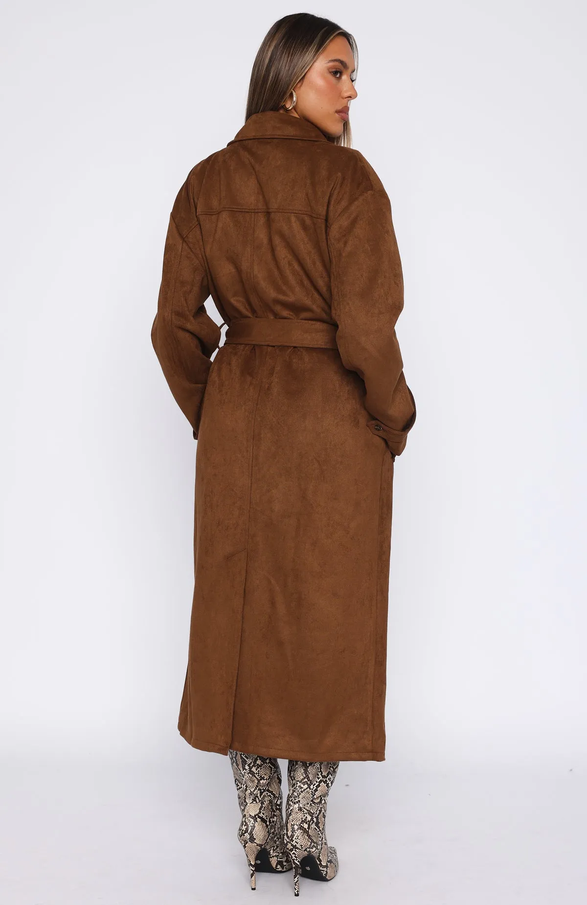 Crowned Chaos Faux Suede Trench Almond sold by White Fox Boutique product image thumbnail 4