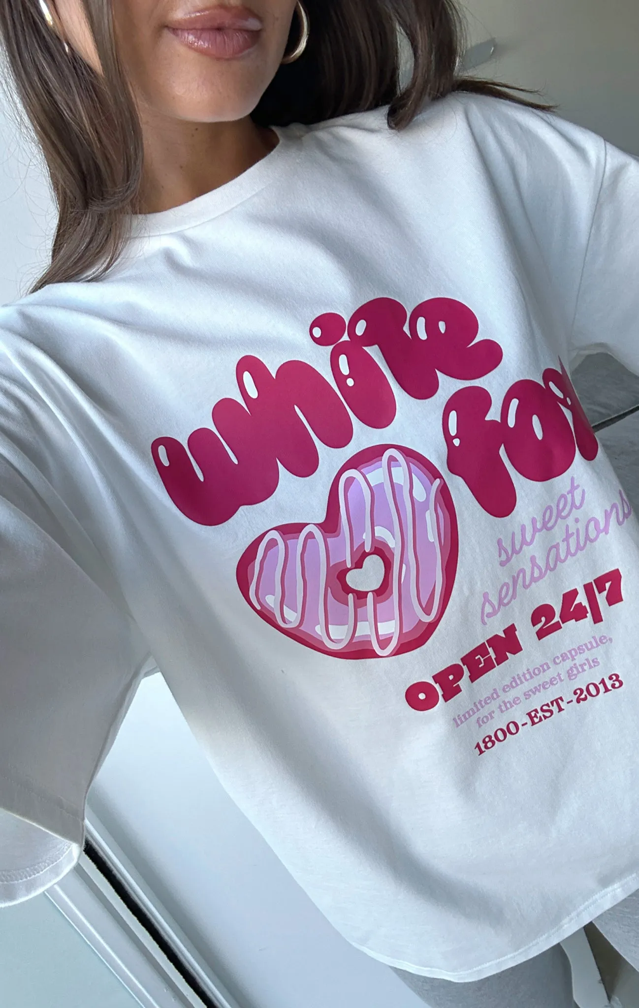 Sweet Sensations Oversized Tee White sold by White Fox Boutique