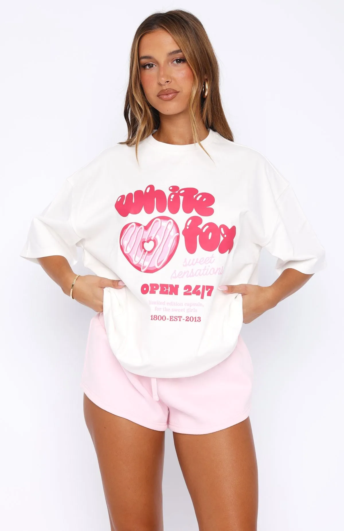 Sweet Sensations Oversized Tee White sold by White Fox Boutique product image thumbnail 2