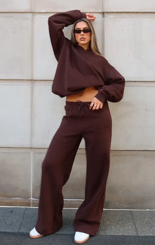 Stay Lifted Wide Leg Sweatpants Bitter Chocolate sold by White Fox Boutique