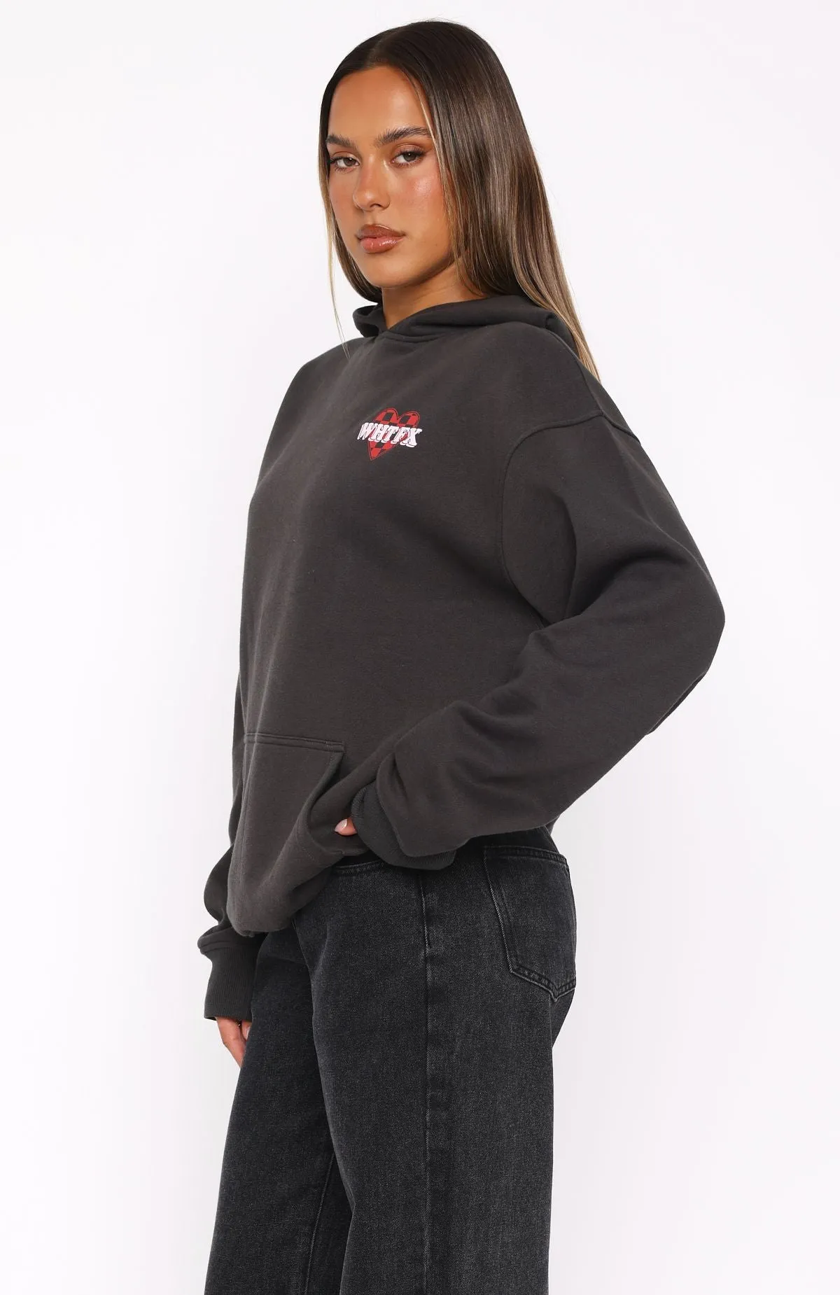 She's Too Nice Oversized Hoodie Charcoal sold by White Fox Boutique product image thumbnail 3