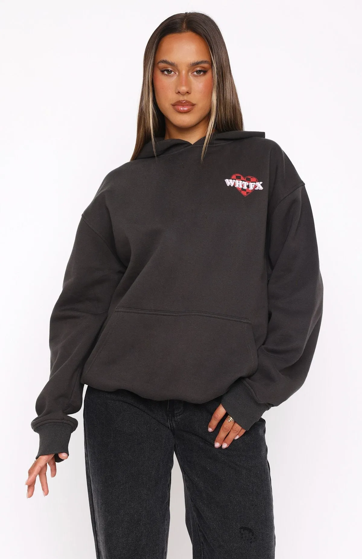 She's Too Nice Oversized Hoodie Charcoal sold by White Fox Boutique product image thumbnail 2