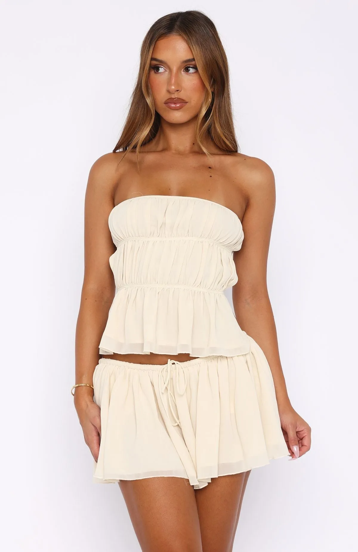 Flawless Mini Skirt Cream sold by White Fox Boutique product image thumbnail 2