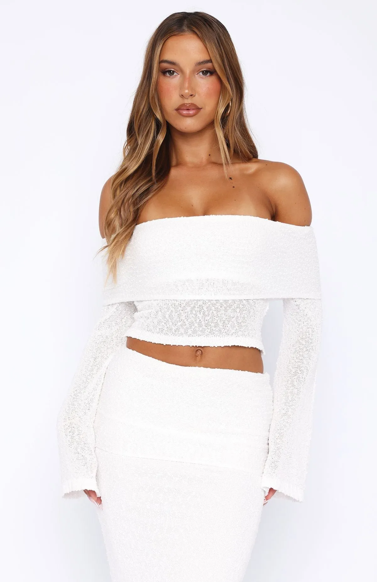 In Too Deep Long Sleeve Knit Top White sold by White Fox Boutique product image thumbnail 2