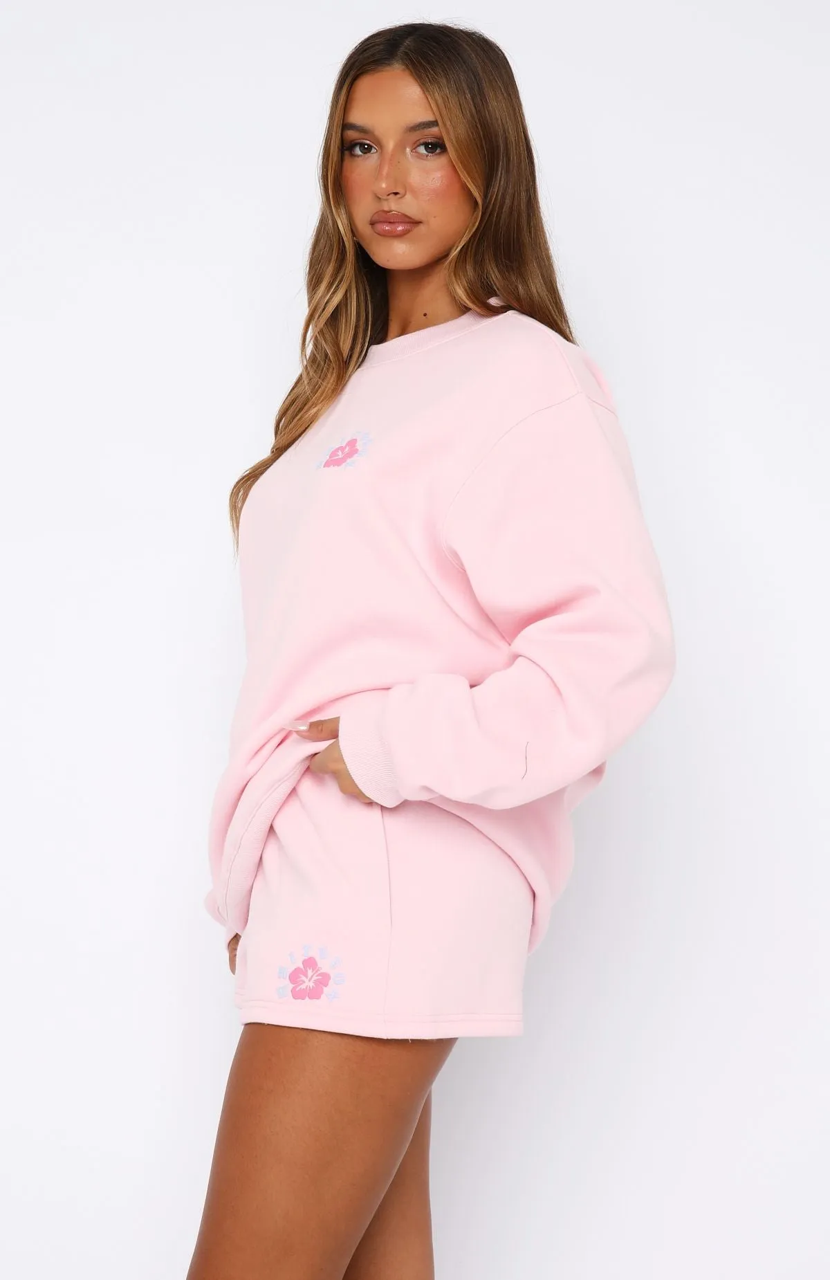 Keep Blooming Lounge Shorts Pink sold by White Fox Boutique product image thumbnail 3