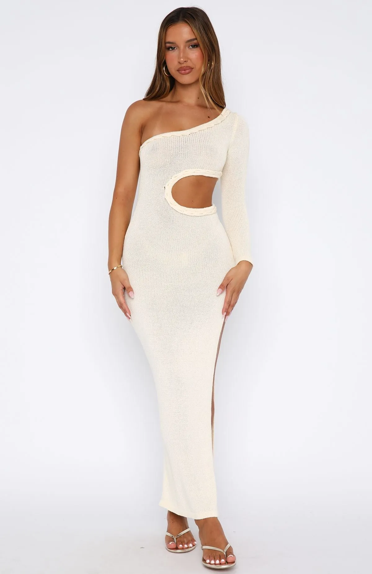 Dusk To Dawn Knit Maxi Dress Cream sold by White Fox Boutique product image thumbnail 2