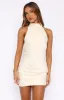 Just Small Talk Halter Mini Dress Pearl sold by White Fox Boutique