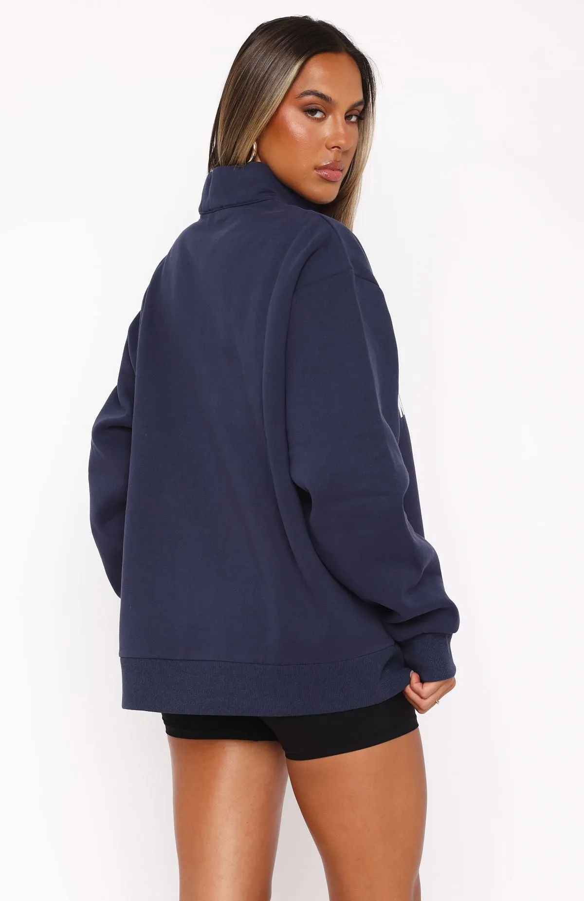 High Standard Zip Front Sweater Navy sold by White Fox Boutique product image thumbnail 4