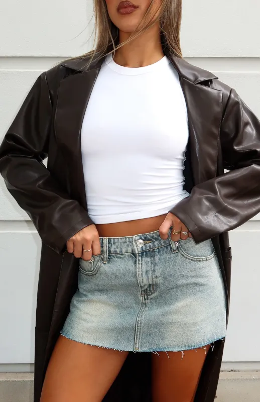 Shining Down Denim Mini Skirt Sand sold by White Fox Boutique