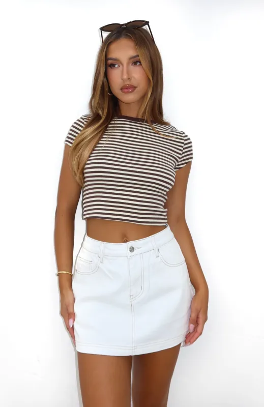 Don't Leave Me Denim Skort Off White sold by White Fox Boutique