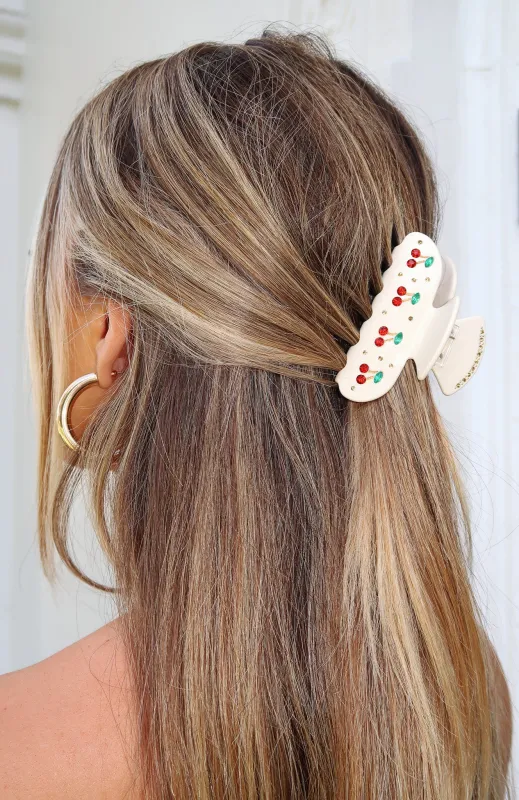 Cherry Love Hair Clip Cream sold by White Fox Boutique