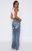 Alana High Waisted Straight Leg Jeans Mid Blue sold by White Fox Boutique