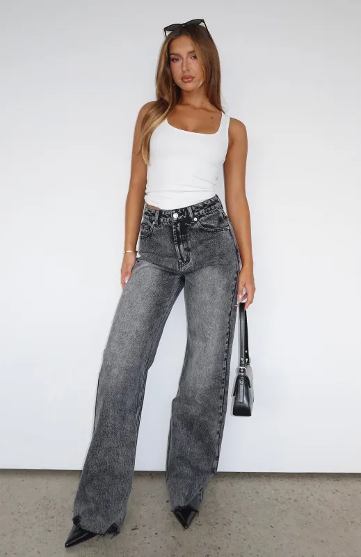 Alana High Waisted Straight Leg Jeans Grey Acid sold by White Fox Boutique
