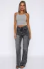 Alana High Waisted Straight Leg Jeans Grey Acid sold by White Fox Boutique