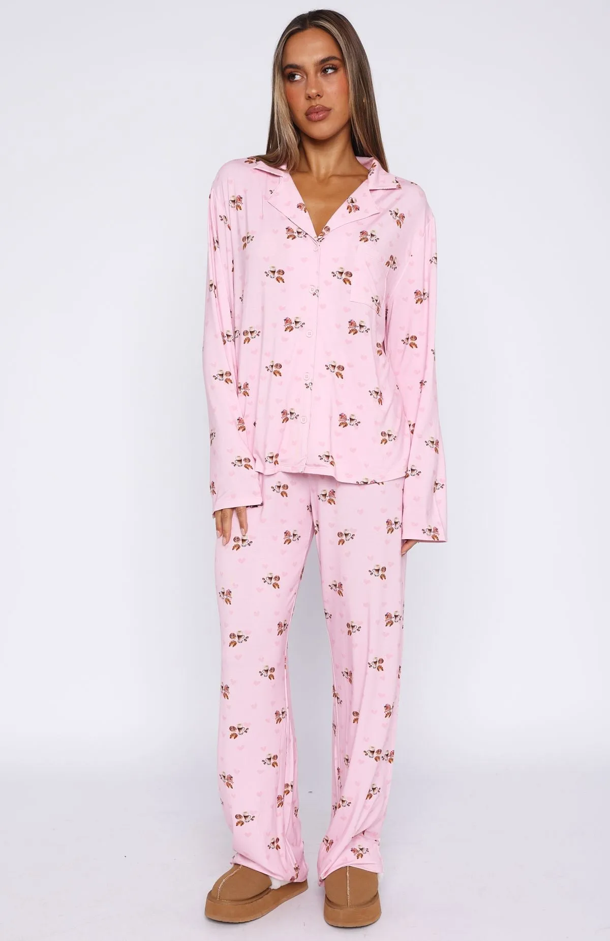Pillow Talk Printed Long Sleeve Pyjama Set Candy Breakfast sold by White Fox Boutique product image thumbnail 2