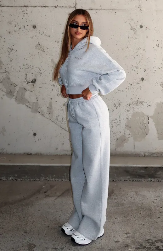Stay Lifted Wide Leg Sweatpants Dark Grey Marle sold by White Fox Boutique