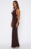 Set It Straight Halter Maxi Dress Chocolate sold by White Fox Boutique