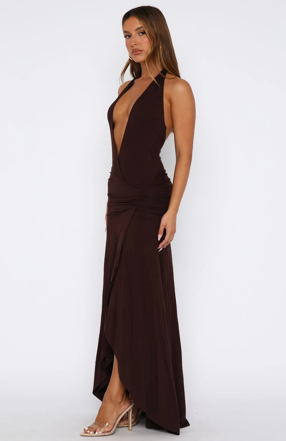 Grande Dame Maxi Dress Chocolate sold by White Fox Boutique product image thumbnail 3