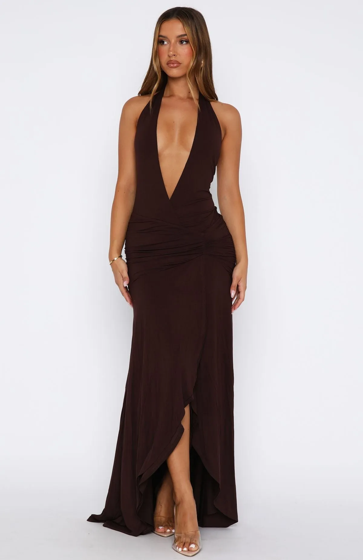 Grande Dame Maxi Dress Chocolate sold by White Fox Boutique product image thumbnail 2