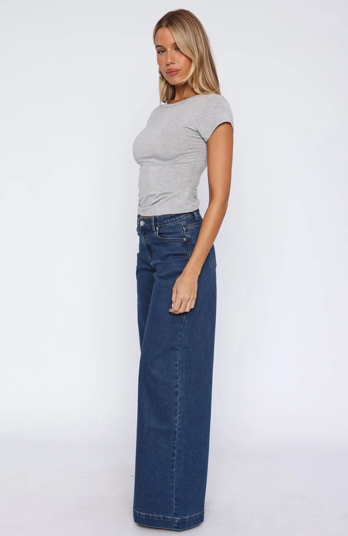 Elena Low Rise Wide Leg Jeans True Blue sold by White Fox Boutique product image thumbnail 3
