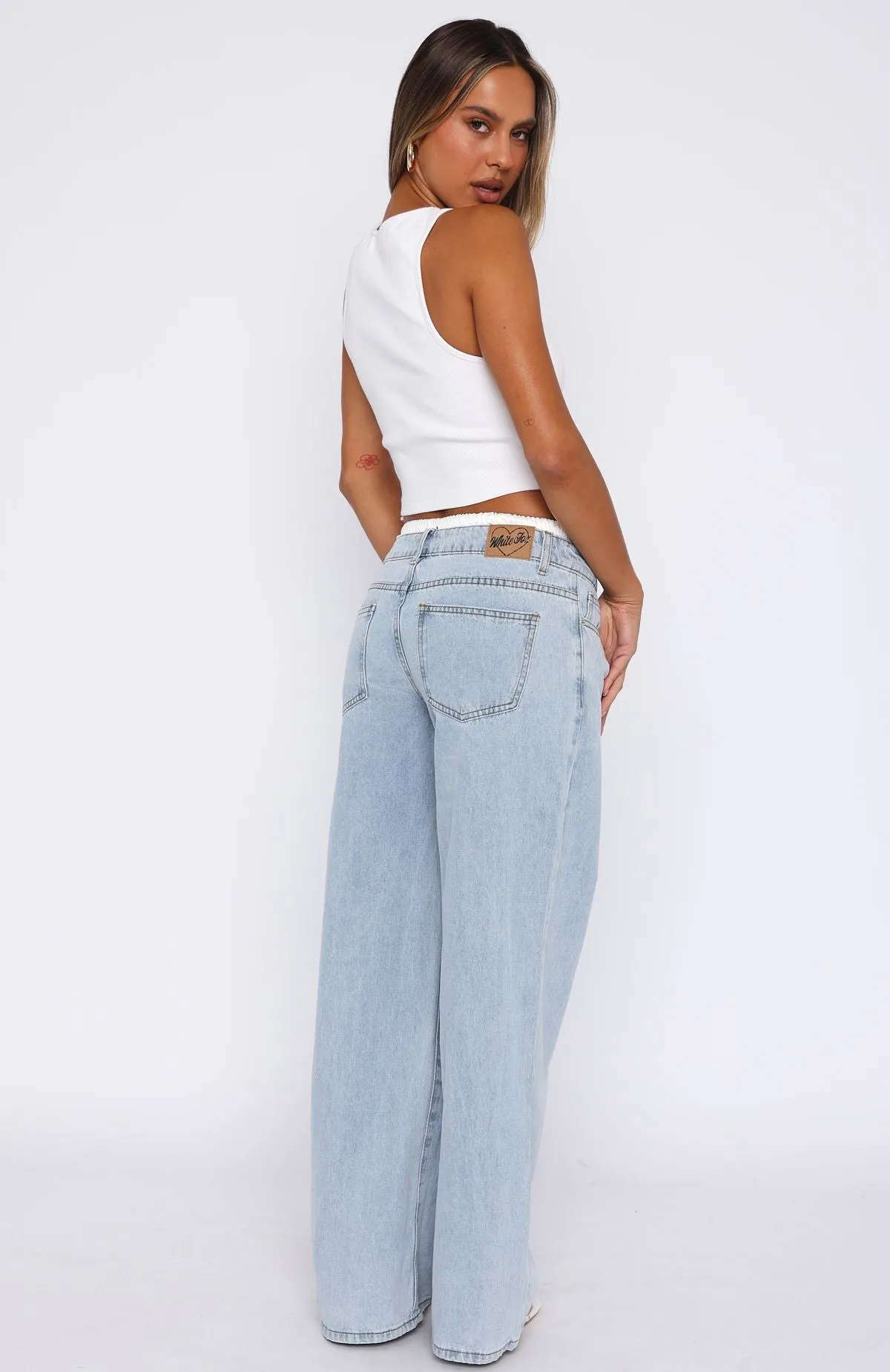 Daisy Mid Rise Wide Leg Jeans Light Blue sold by White Fox Boutique product image thumbnail 4