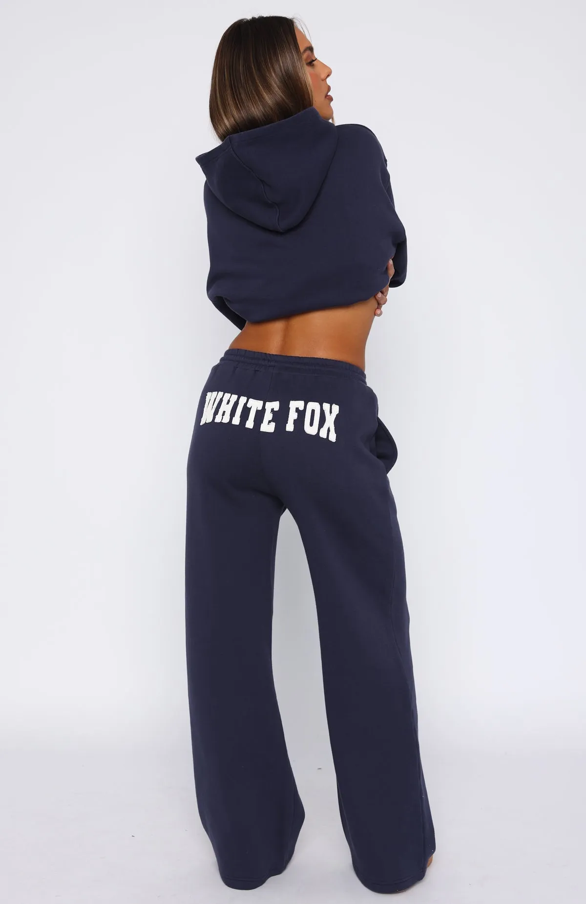 Shout It Out Wide Leg Sweatpants Navy sold by White Fox Boutique product image thumbnail 4